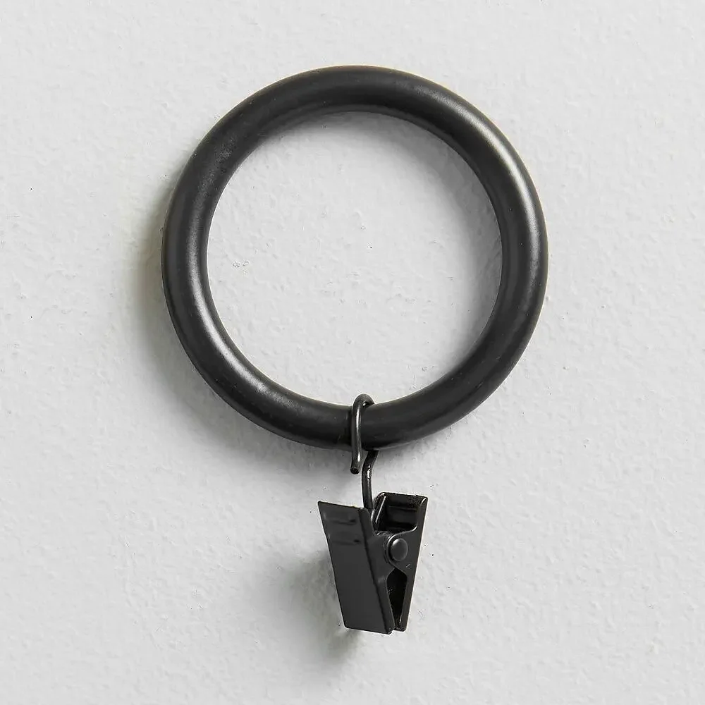 Pottery Barn Classic Steel Curtain Clip Rings Set of 10 Large Cast Iron Black